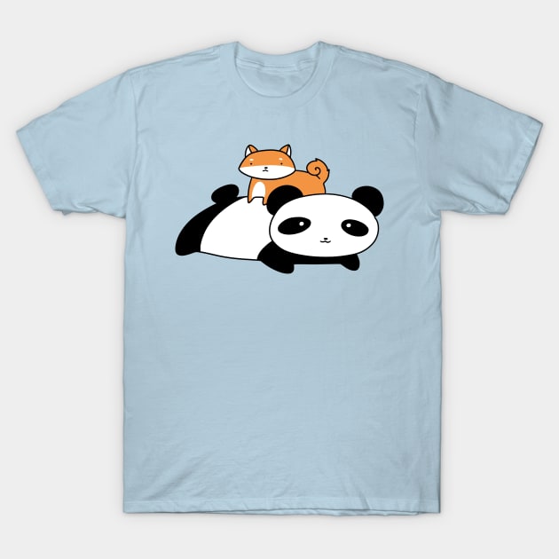 Shiba and Panda T-Shirt by saradaboru